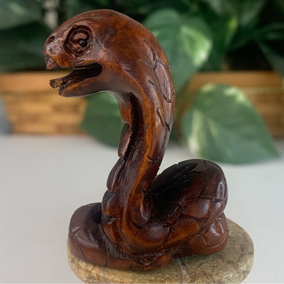 Vintage Boxwood Netsuke Snake Figurine Wooden Animal Carving Wood Carved Figure - Picture 9 of 15
